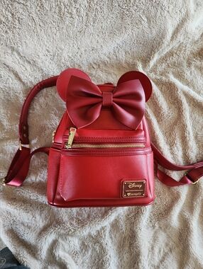 Disney Loungefly Minnie Mouse Red Mini Backpack with Bow